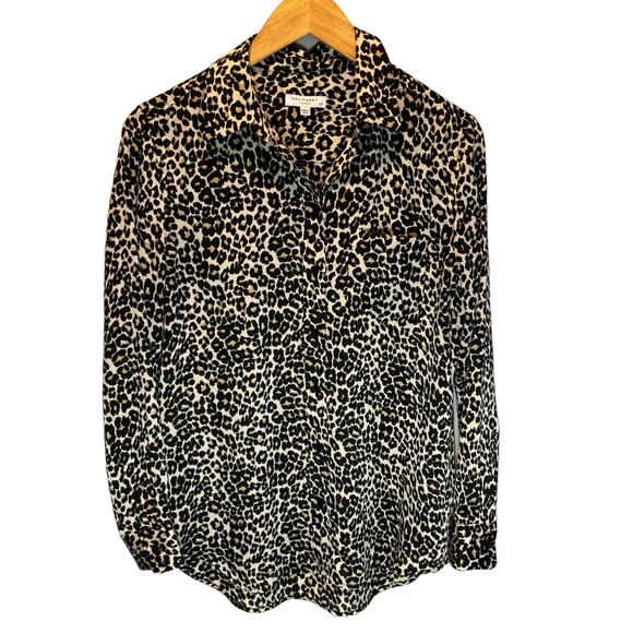 Equipment Femme Leopard Print Satin Button Down Shirt - size Small - Picture 1 of 6